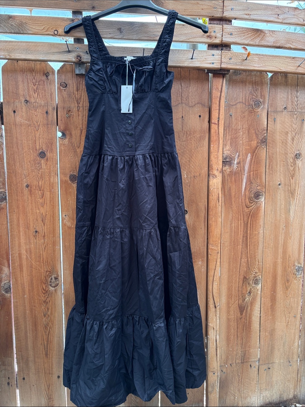 Moon River Black Tiered Maxi Dress